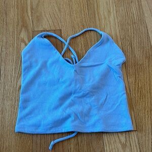 Blue Open-Back Crop Top